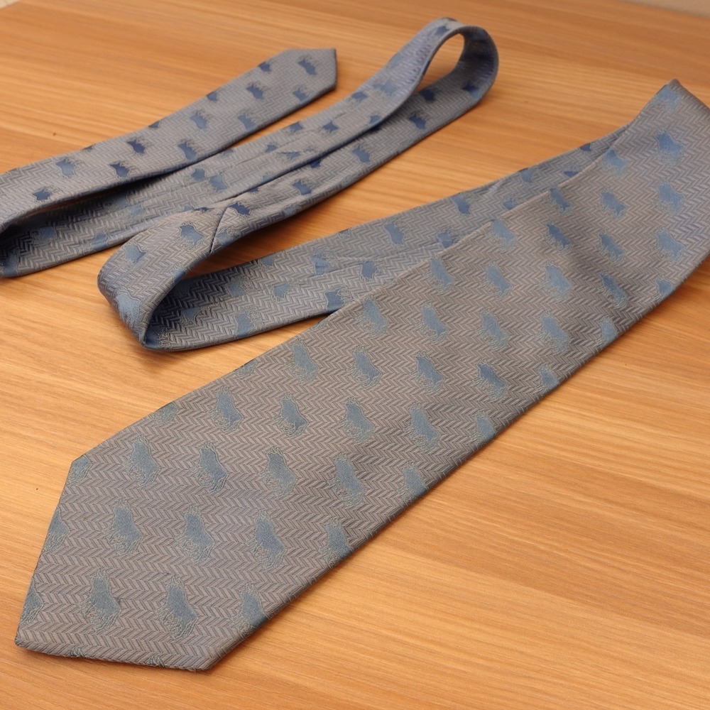LOEWE Madrid 1846 Neck Tie Men Blue Herringbone Tauromaquia Bullfighting VINTAGE